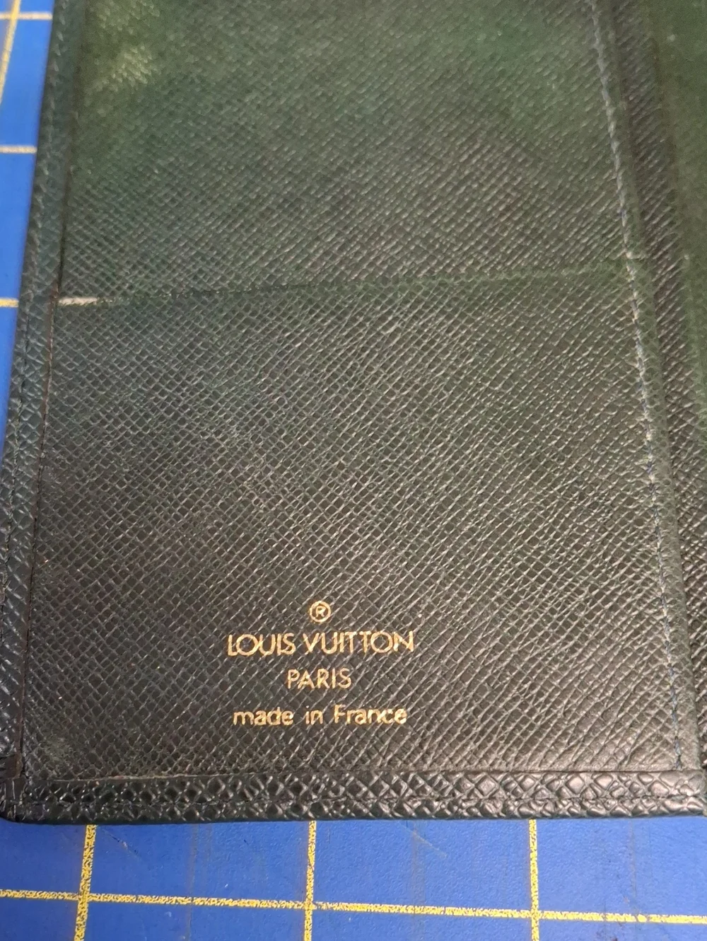 Louis Vuitton Dark Green Textured Leather Long Slim Wallet 7x5 Preloved